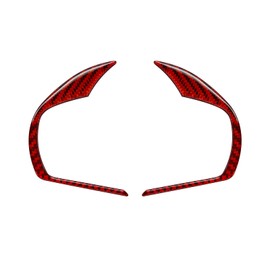 nuoozy Carbon Fiber Steering Wheel Button Frame Cover Trim Compatible with Ford Explorer 2020 2021 2022 2023 2024 Interior Accessories Red (2Pcs)