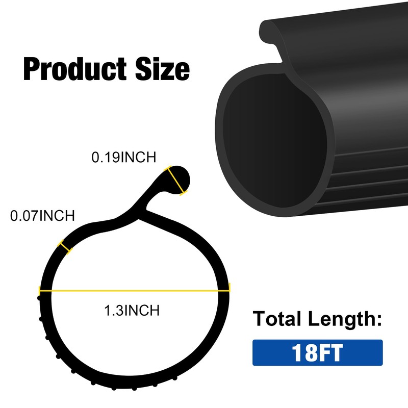 ToLanbbt 18FT Garage Door Seals Bottom Rubber 0.19" P Bulb