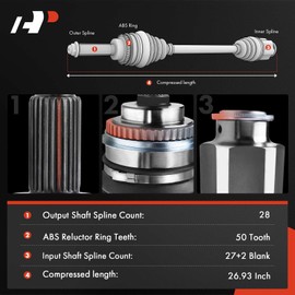 A-Premium CV Axle Shaft Assembly - Compatible with Acura MDX 2001-2002, w/ 50 ABS - Rear Left Driver Side, Replace# 42311S3VA01