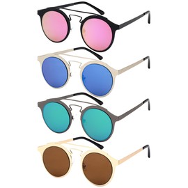 Edge I-Wear Retro Inspired P3 Style Cross Bar Sunnies w/Flat Lens 25135-FLREV-4(M.G)