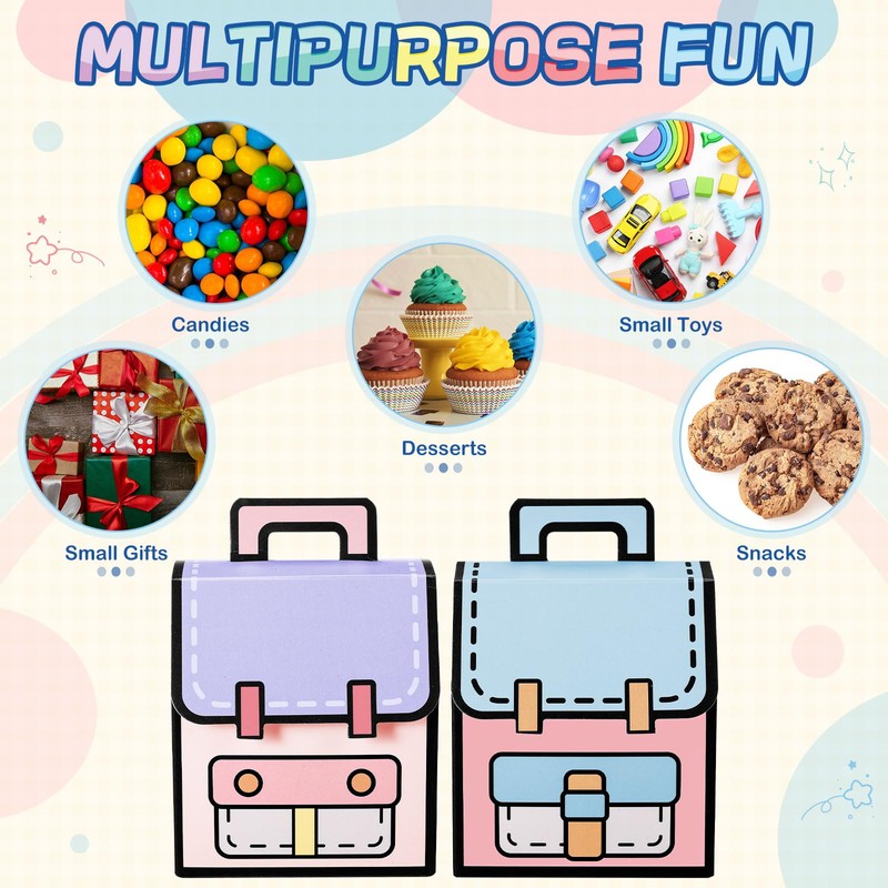 Dunzoom 24 Pcs Back to School Treat Boxes Cartoon Backpack