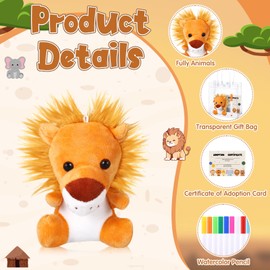 HyDren 84 Pcs Mini Stuffed Animals Toy with Adoption Cards Adopt a Pet Party Favors Stuffed Forest Animals Bulk Plush Elephant Monkey Bear with Clear Bag Pencil for Kids Classroom Birthday Party Gift