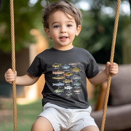 Toddler Boys Fish Graphic Shirts Baby Kids Summer T-Shirt Cute Fish Biologist Children Tees Tops Fisherman Gift 4T
