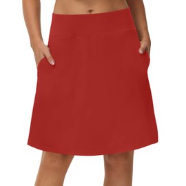 HCYXMFC Womens 20" Knee Length Skorts Skirts Athletic Tennis Skirts for Women with Pocket Golf Skirts for Women Sports Casual Skirts for Women Running Skirts for Women. Red