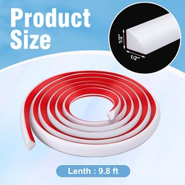 moonoom 118 inch Flexible Quarter Round Molding, 1/2" Self-Adhesive Trim Molding, Waterproof Wall Quarter Round Trim for Wall Edge Corner Base of Staircase Cabinet Edge Countertops