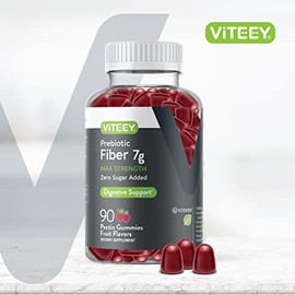 Viteey - Gomitas prebiticas de fibra para adultos, 7 g  Gomitas de suplemento de fibra soluble digestiva y salud intestinal, sin azcar, veganas, sin  
