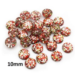 Unbranded 10 pcs Druzy Resin Embellishment Cabochons 10mm Glitter Style Blue, Red, White
