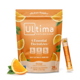 Ultima Replenisher Ultima Replenisher Daily Electrolyte Powder Drink Mix  Orange, 20 Stickpacks  Hydration Packets with 6 Key Electrolytes and Trace Minerals  Keto Friendly, Vegan, Non-GMO and Sugar-Free