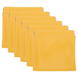 PATIKIL Pocket Cosmetic Bag, 6Pcs 5x5 Waterproof Mini PU Leather Makeup Bag for Women Travel Toiletry Bag Coin Pouch No Zipper Self-Closing Portable Squeeze Makeup Pouch, Yellow