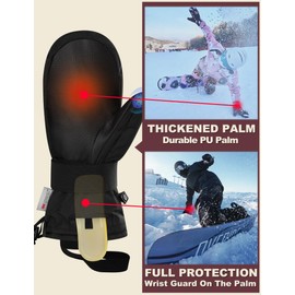 KUTOOK Winter Gloves Ski Gloves Thermal Gloves Women Men Waterproof Warm Thermal Winter Sports Gloves Waterproof Touchscreen for Skiing Snowboard Ice Skating Hiking Black, L