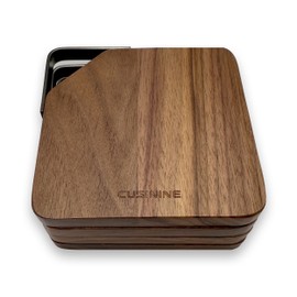 cusinine North American Black Walnut Wood Coasters for Drinks, 4 Pc. Set, Wooden Farmhouse Square Drink Coaster with Hook for Coffee Table