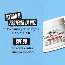 Kiehl's Ultra Facial Face Cream SPF 30 - Crema Hidratante Facial con Protección Solar UV, 24h de Hidratación No Grasa, Con Glicoproteína Glacial y Cés