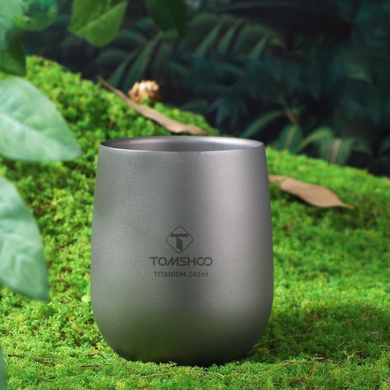 TOMSHOO Insulated Double Wall Drink Cup Camping Titanium Water Cup