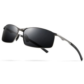 YUHONLNOR Men's Polarised Premium Metal Frame Driving Glasses Outdoor Vintage Unisex UV400 Driving Sunglasses, gray