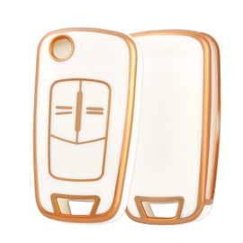 OFF WE GO Car Key Cover Case Car Key Fob for Opel Vauxhall Corsa Astra Vectra Zafira Signum Meriva Insignia Full Protection Car Key Shell with Keychain 2 buttons Car Key Holder Box, White Gold
