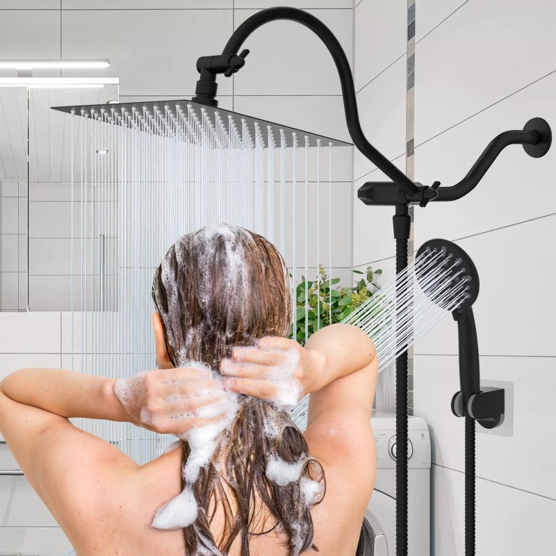 Hibbent All Metal Showerhead,10' - Square 10'' - Matte Black