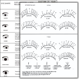 LEES A.M. 1 PC Lash Mapping Chart Eyelash Extension Beginner Training Practice Chart Lash Map Supply Kit, Beginner Eyelash Extension Curl and Diameter Sheet for Lash Supply Kit