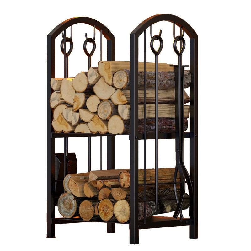 Fire Beauty Fireplace Firewood Log Rack 5-Piece Storage Logs Holder
