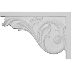 Ekena Millwork SB11X07AC-L Large Acanthus Stair Bracket, Left, 11 3/4"W x 7 3/4"H x 3/4"D, Primed