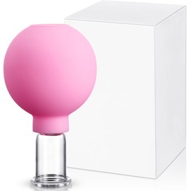 Nuanchu Facial Cupping Cup Glass Face Cup Silicone Cupping Massage Vacuum Suction Mug for Body Face Leg Arm Back Shoulder Muscle and Joint Pain(Pink,0.65 Inch Diameter)