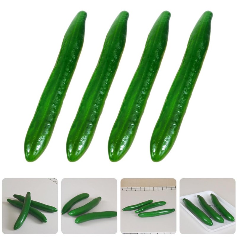 ABOOFAN Artificial Cucumber,4pcs Lifelike Green Cucumber Fake Realistic Plastic Vegetable