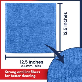 USANOOKS Microfiber Cleaning Cloth - 12Pcs 12.5x12.5 inch High Performance - 1200 Washes, Ultra Absorbent Weave Trap Grime & Liquid for Streak-Free Mirror Shine & Lint Free Cloth - Light Blue