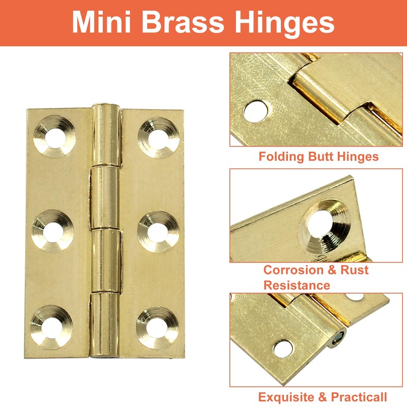 Piutouyar 8 Pack Butt Hinge 1.5 Inch Mini Hinges Solid