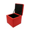 Magshion*Unfold Leather Storage Ottoman Bench Footstools Square (Red)