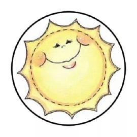 Homemade 48 CUTE SUN ENVELOPE SEALS LABELS STICKERS 1.2" ROUND