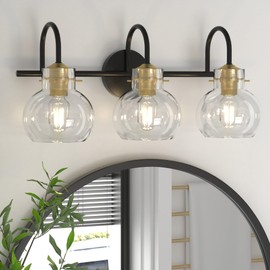 PRIMEPLUS Bathroom Vanity Lighting Fixtures, Bathroom Wall Mounted Sconces Lighting Vanity Lights for Bathroom with Globel Glass Shade, E26 Base