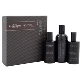 Pecksniff's Fragrance Gift Sets Luxurious, Handcrafted in England (Men's Leather & Oakmoss: Eau de Cologne, 3-in-1 Bath & Shower Gel, After Shave Balm)