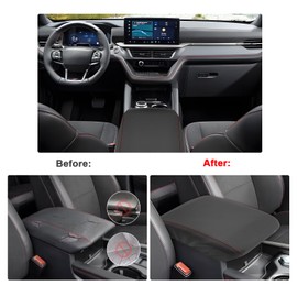 SXCY for 2020-2024 2025 Ford Explorer Armrest Cover for Ford Explorer 2025 Accessories 2024 2025 Explorer Center Console Cover 2024 2025 Explorer Middle Console Cover (Leather Cover Red Line)