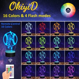 OkiyiD Baseball Gifts for Boys, 3D Baseball Batter Lamp, Baseball Night Light with 16 RGB Colors Remote Control Timer Dimmer, Sport Fan Decor for Kids Room, Boys Girls Birthday Gifts