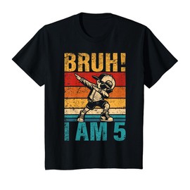 Kids 5 Year Old Birthday Dabbing Boy Bruh It's My 5th Birthday T-Shirt