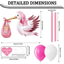 Rattling Stork Set for Birth Baby, Baby Birth Rattling Stork Set, Kazaigou Stork Birth for Outdoors, Rattling Stork for Birth Outdoor, Wooden Stork for Birth, Stork Birth Stork for Outdoor Use