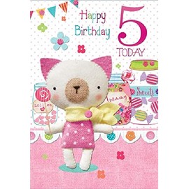 Happy Birthday Greeting Card Age 5 Girl 13 x 20 Centimetres 5th Birthday