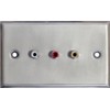 Electrovision Twin Gang Metal 3 Phono A/V Wall Plate