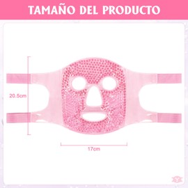 Mascarilla Facial de Hielo Reutilizable Frío/Calor - Máscara de Gel para Rostro, Reduce Hinchazón, Rojeces y Poros - Terapia Facial para Piel Sensible (Rosa)