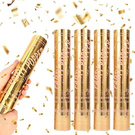 CLIUNT 4Pcs Confetti Cannons, 30cm Party Poppers, 3-6M Effect Height, Confetti Cannons Large for Party Poppers Birthday, Store Opening, Weddings, Anniversary, Graduation, New Year