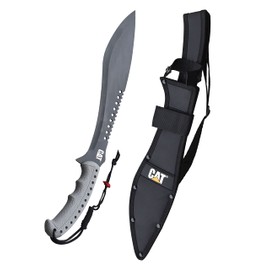 Cat Machete with Shoulder Strap Sheath,19 Inch, Stainless Steel Blade Knife with Ergonomic Comfort Tool Handle, Cut, Chop, Clear Brush, Garden, Outdoors, Camping Black Silver - 240395