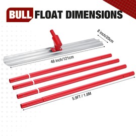 48"X8" Bull Float Kit Magnesium Bull Float for Concrete Finishing Heavy-Duty Cement Smoothing Tool w/ 4 Float Handle Bracket