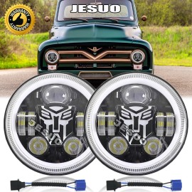 JESUO For 1953-1977 Ford F100 F250 F350 Pickup Pair 7" inch LED Headlights H4