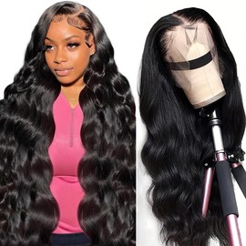 Sunelk Body Wave Lace Front Wigs Human Hair Pre Plucked Brazilian Body Wave Human Hair Wigs for Women 180% Density Natural Color 13x4 Lace Front Wigs 28 inch
