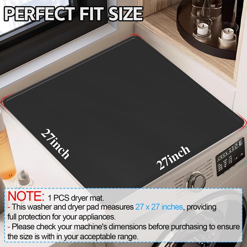Washing Machine Cover for Top 27”x 27" Pad for Top