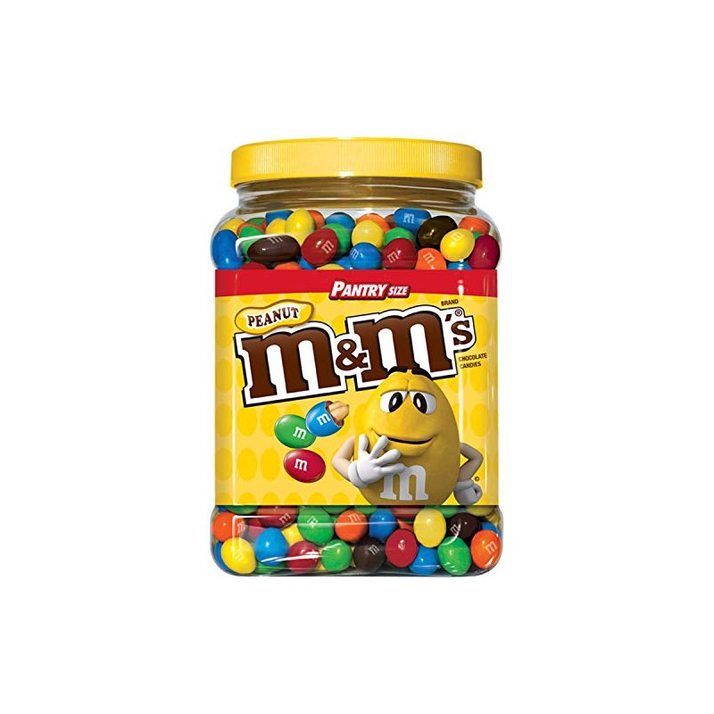 M&M'S Peanut Chocolate Candy Pantry Size Plastic Jar 62 oz.