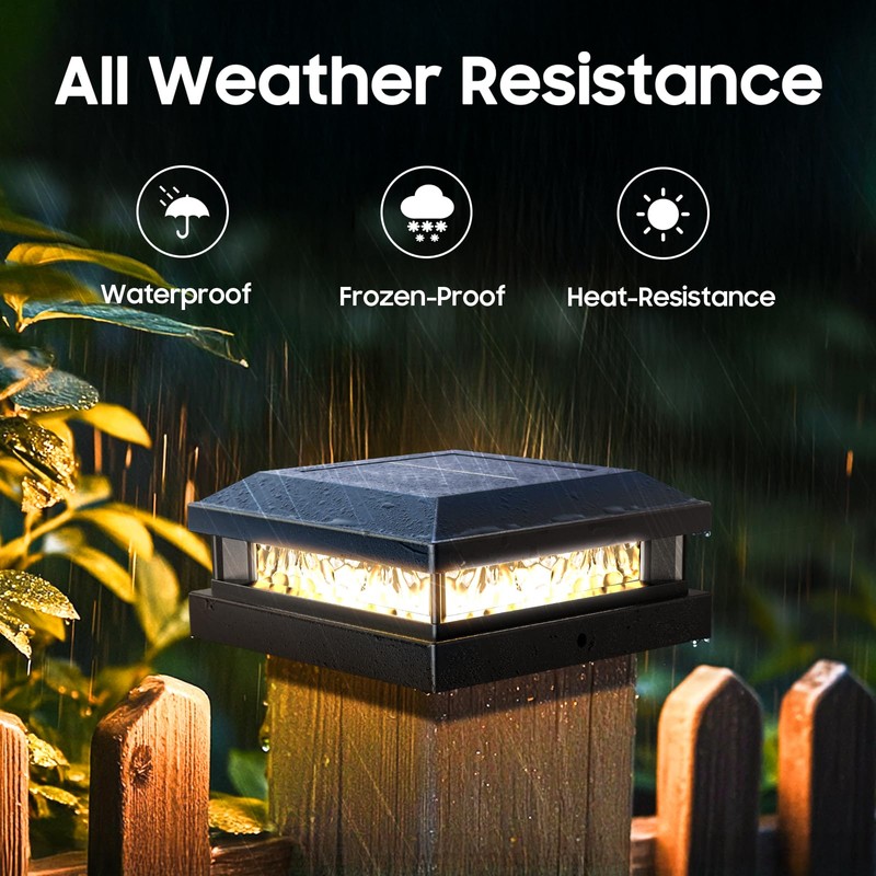 Solar Post Cap Lights 6-Pack, 2 Modes 16LEDs Bright Solar