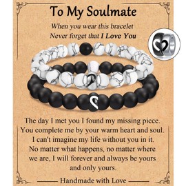 Leyung Matching Bracelets Gifts for Couples Man Boyfriend Husband Fiance Soulmate Girlfriend Wife, Long Distance Relationship Anniversary Birthday for Him and Her