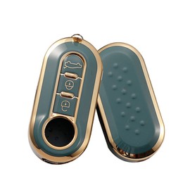 HIBEYO for Fiat 500 Linea 3 Button Filping Smart Remote Auto Key Shell Key Fob Cover for Fiat Ducato 500 500L Panda Grande Punto Lancia Musa Accessories Key Shell Cover Protector-Gray