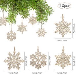 LIHAO Christmas Tree Ornaments, Wooden, Set of 12, Snowflakes, Snowflakes, Scandinavia, Christmas Ornaments, Decoration, Decoration, Interior, Decoration, Stylish