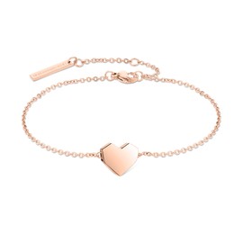 Liebeskind Berlin Bracelet 21 cm Stainless Steel with Heart Pendant, Stainless Steel, No Gemstone